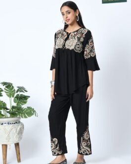 Women Black Top With Trousers Cord set